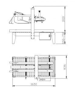 Automatic case sealer TOP TAPE table dimensions, table size
