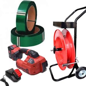 Elektrická páskovačka ARGON 10-16 mm PET/PP, batéria, nabíjačka, PET páska 12 mm, páskovací vozík